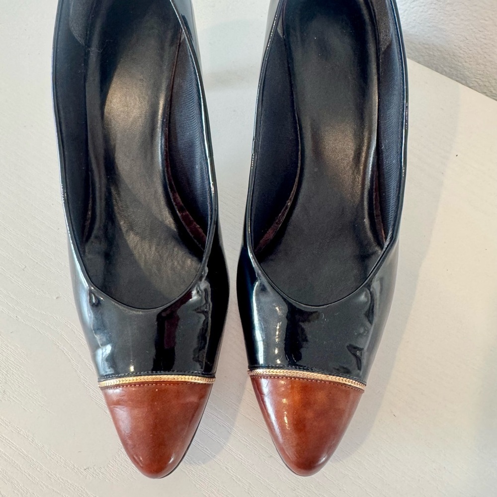 Socialite Women's Vintage High Heel Pumps Patent Leather Black Brown Size 8.5m